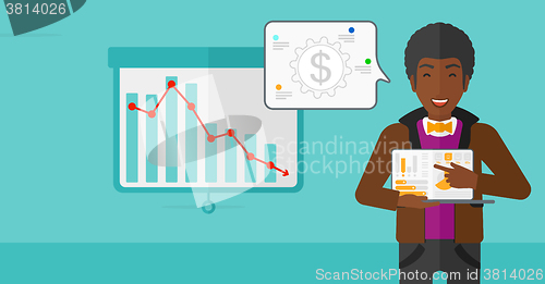 Image of Man presenting report.