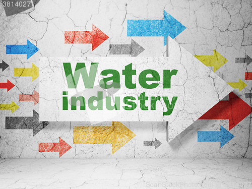 Image of Industry concept: arrow with Water Industry on grunge wall background