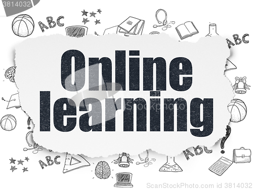 Image of Learning concept: Online Learning on Torn Paper background