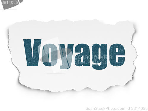 Image of Travel concept: Voyage on Torn Paper background