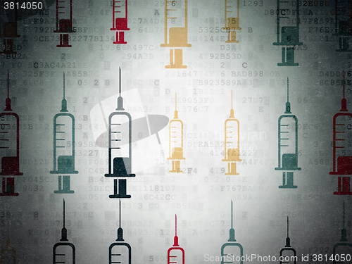 Image of Health concept: Syringe icons on Digital Paper background