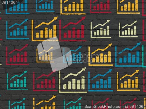 Image of News concept: Growth Graph icons on wall background