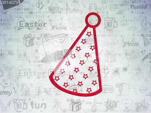 Image of Holiday concept: Party Hat on Digital Paper background