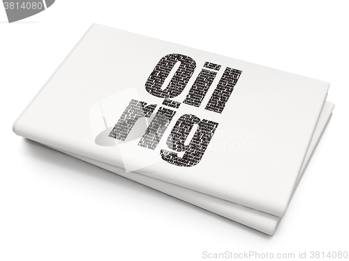 Image of Industry concept: Oil Rig on Blank Newspaper background