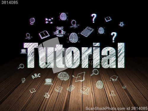 Image of Learning concept: Tutorial in grunge dark room