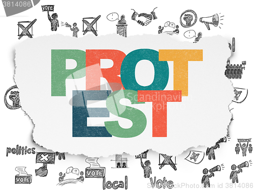 Image of Politics concept: Protest on Torn Paper background