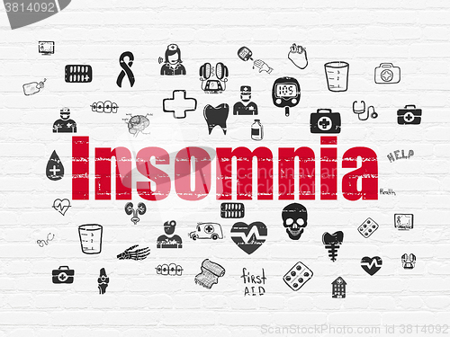 Image of Medicine concept: Insomnia on wall background