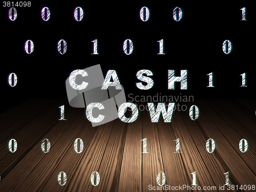 Image of Finance concept: Cash Cow in grunge dark room