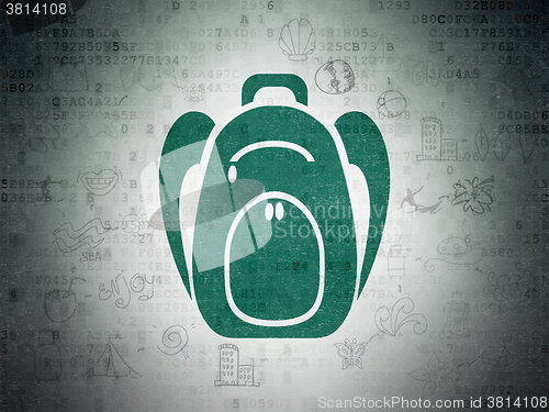 Image of Vacation concept: Backpack on Digital Paper background
