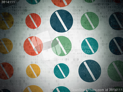 Image of Medicine concept: Pill icons on Digital Paper background