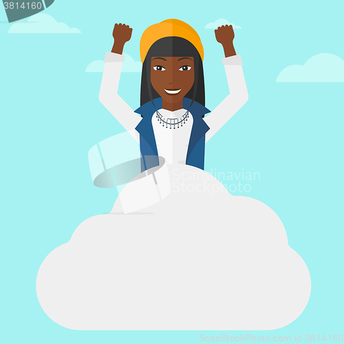 Image of Woman sitting on cloud.