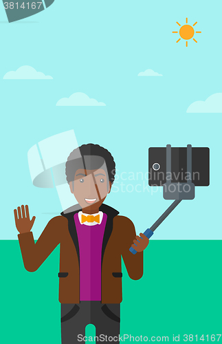 Image of Man making selfie.