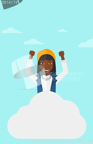 Image of Woman sitting on cloud.