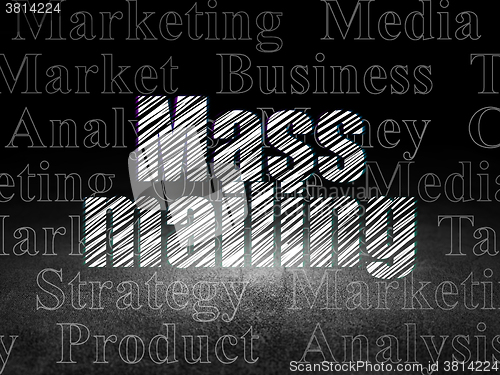 Image of Advertising concept: Mass Mailing in grunge dark room