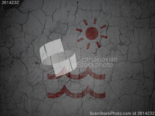 Image of Vacation concept: Beach on grunge wall background