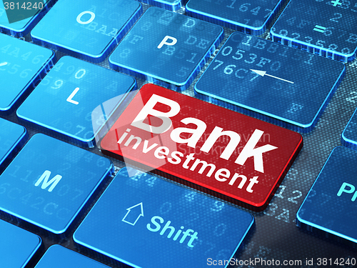 Image of Currency concept: Bank Investment on computer keyboard background