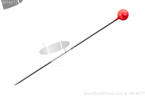 Image of Sewing pin with round red head; isolated