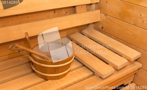 Image of Small home Finnish wooden sauna