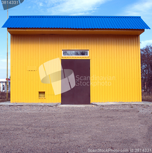 Image of building blue yellow
