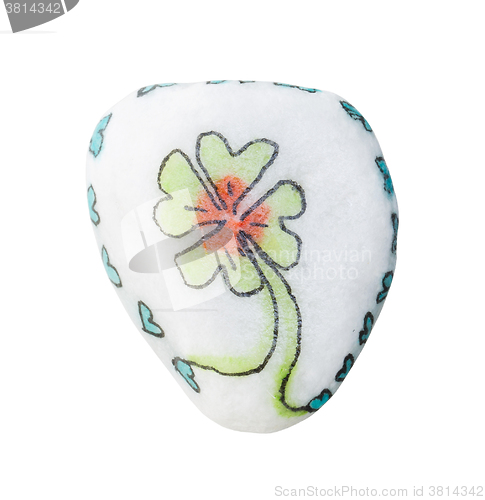 Image of Stone with drawing of a clover four and small hearts