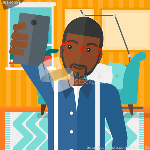 Image of Man making selfie.