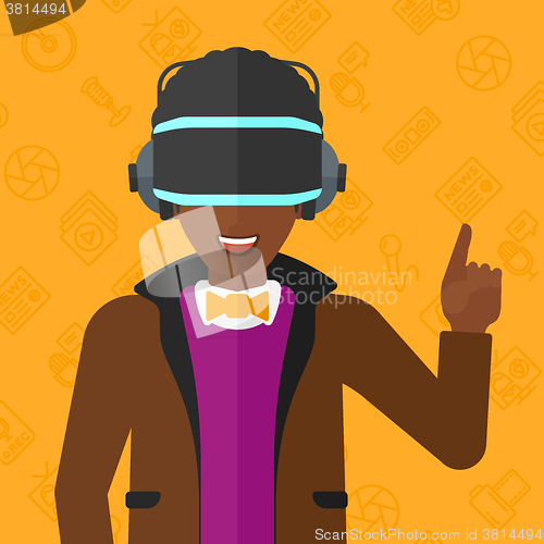 Image of Man wearing virtual reality headset.