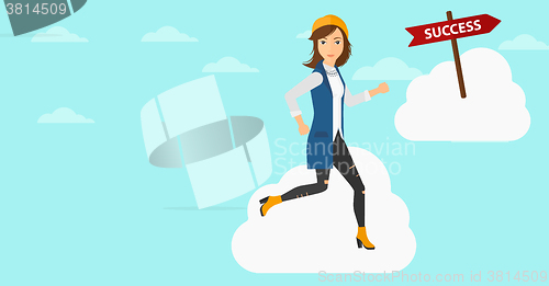 Image of Business woman moving to success.