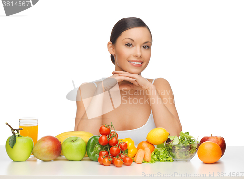 Image of woman with fruits and vegetables