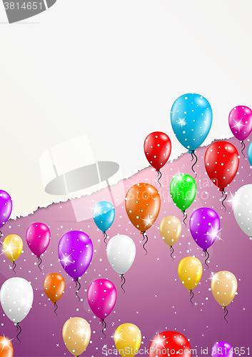 Image of backgroud with balloons and torn paper