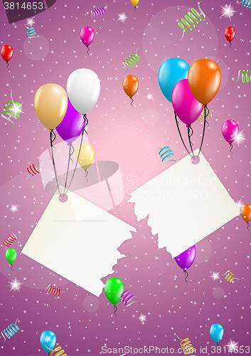 Image of background with balloons and confetti