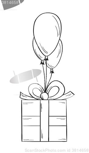 Image of sketch of the gift with balloons