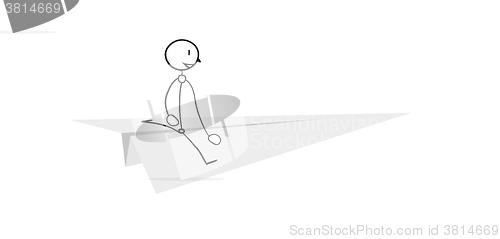 Image of paper airplane with simple person