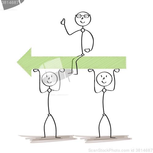 Image of two men and arrow
