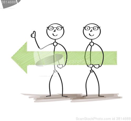 Image of two men and arrow
