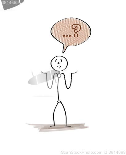 Image of man with speak bubble and question mark