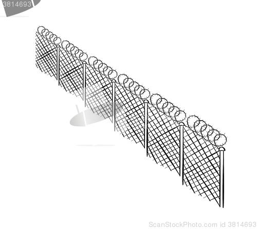 Image of sketch of the barbed fence