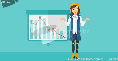 Image of Woman with decreasing chart.