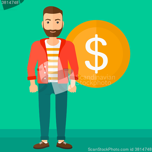 Image of Successful businessman with dollar coin.