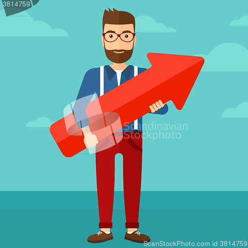Image of Successful businessman with arrow up.