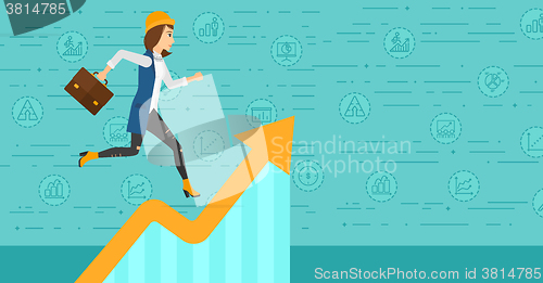 Image of Woman running on growth graph. 