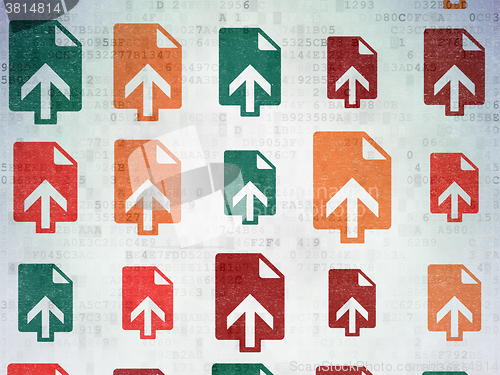 Image of Web design concept: Upload icons on Digital Paper background