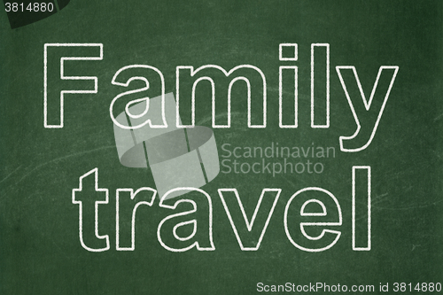 Image of Travel concept: Family Travel on chalkboard background