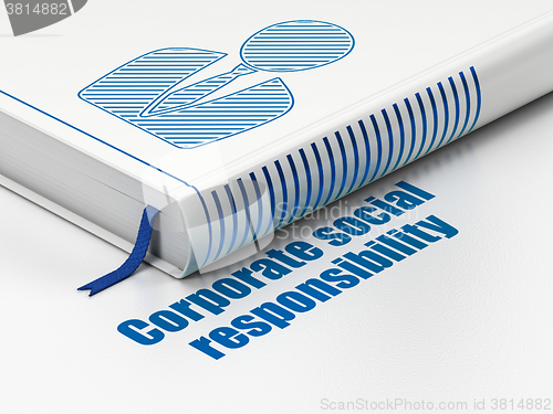 Image of Finance concept: book Business Man, Corporate Social Responsibility on white background
