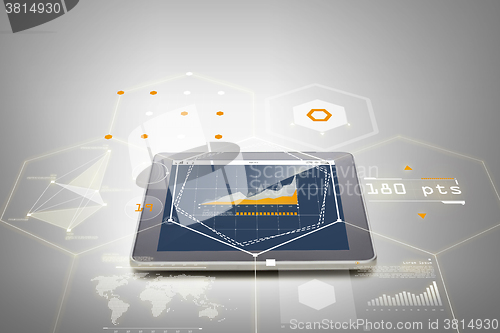 Image of close up of tablet pc computer with diagram chart