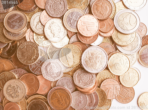 Image of  Euro and Pounds coins vintage