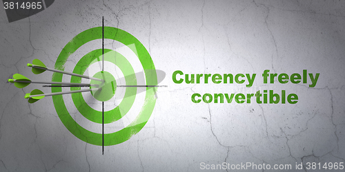 Image of Currency concept: target and Currency freely Convertible on wall background