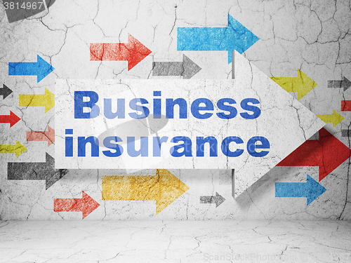 Image of Insurance concept: arrow with Business Insurance on grunge wall background