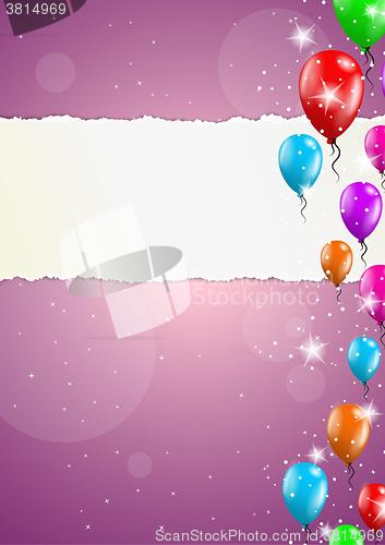 Image of backgroud with balloons and torn paper