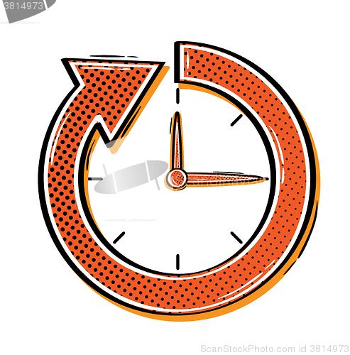 Image of comic arrow with watch