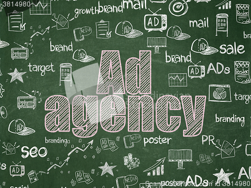 Image of Advertising concept: Ad Agency on School Board background